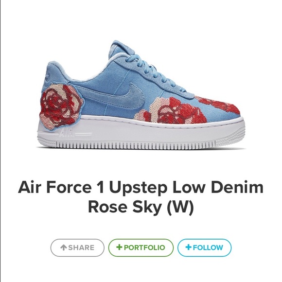NIKE Air Force 1 Upstep Sky Blue Floral Shoes - Picture 4 of 8